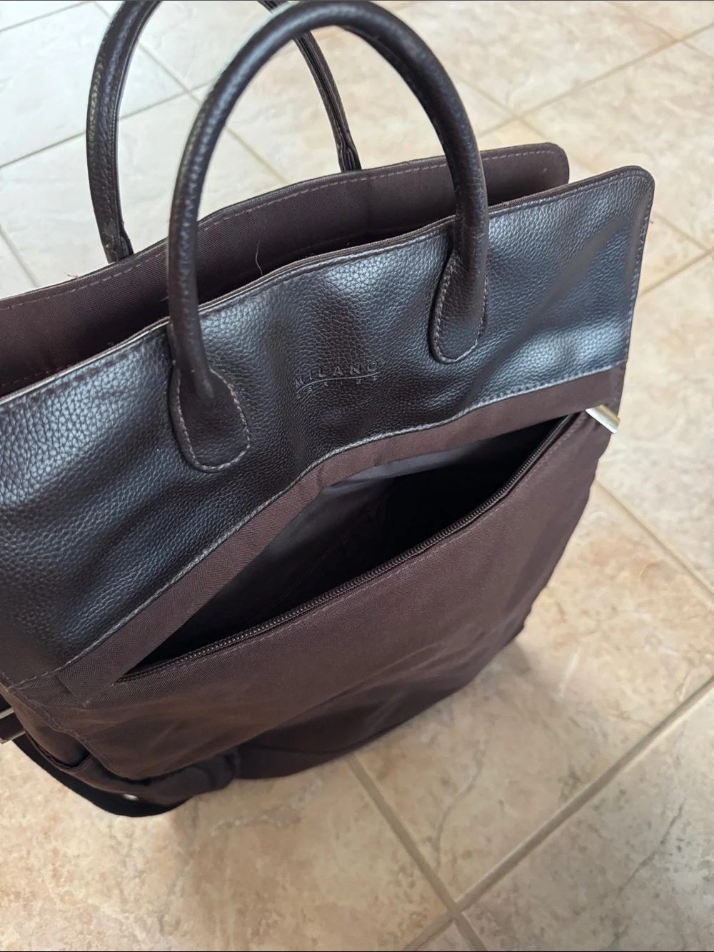 Milano Men's Laptop Tote in Dark Brown with Chocolate Trim